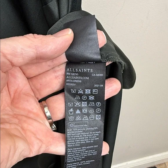 ALL SAINTS satin V neck green slip sleeveless maxi dress xs Euc - Picture 7 of 12